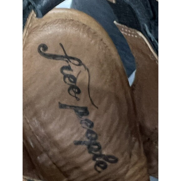 Free People Hayes Boot Black Cutout Stacked Heels  Soft Leather Size 7.5 - Picture 9 of 14